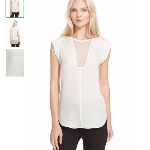 Rebecca Taylor Charlie Sheer Inset Silk Top